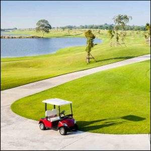 Red Golf Cart on course