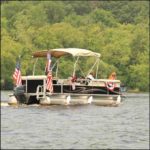 Pontoon Boat decorated for 4th of July