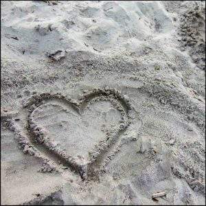 Heart made into the sand