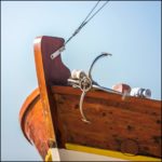 Anchor on a wooden ship