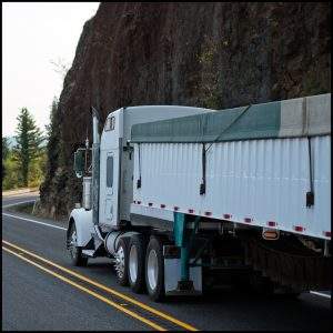 white loaded semi trailer