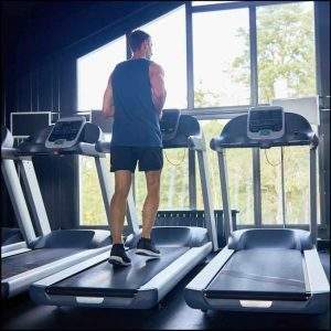 Man working out on treadmill